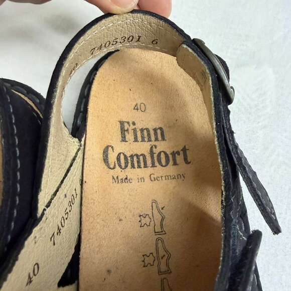 Finn Comfort Toro Soft Men\'s Sandal Black Nubuck Leather Sz 40 Made in Germany